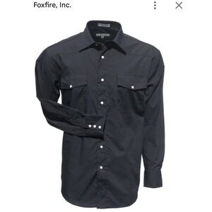 Foxfire Western Shirt Mens 2XB Long Sleeve white Pearl snap Cowboy‎ Black New